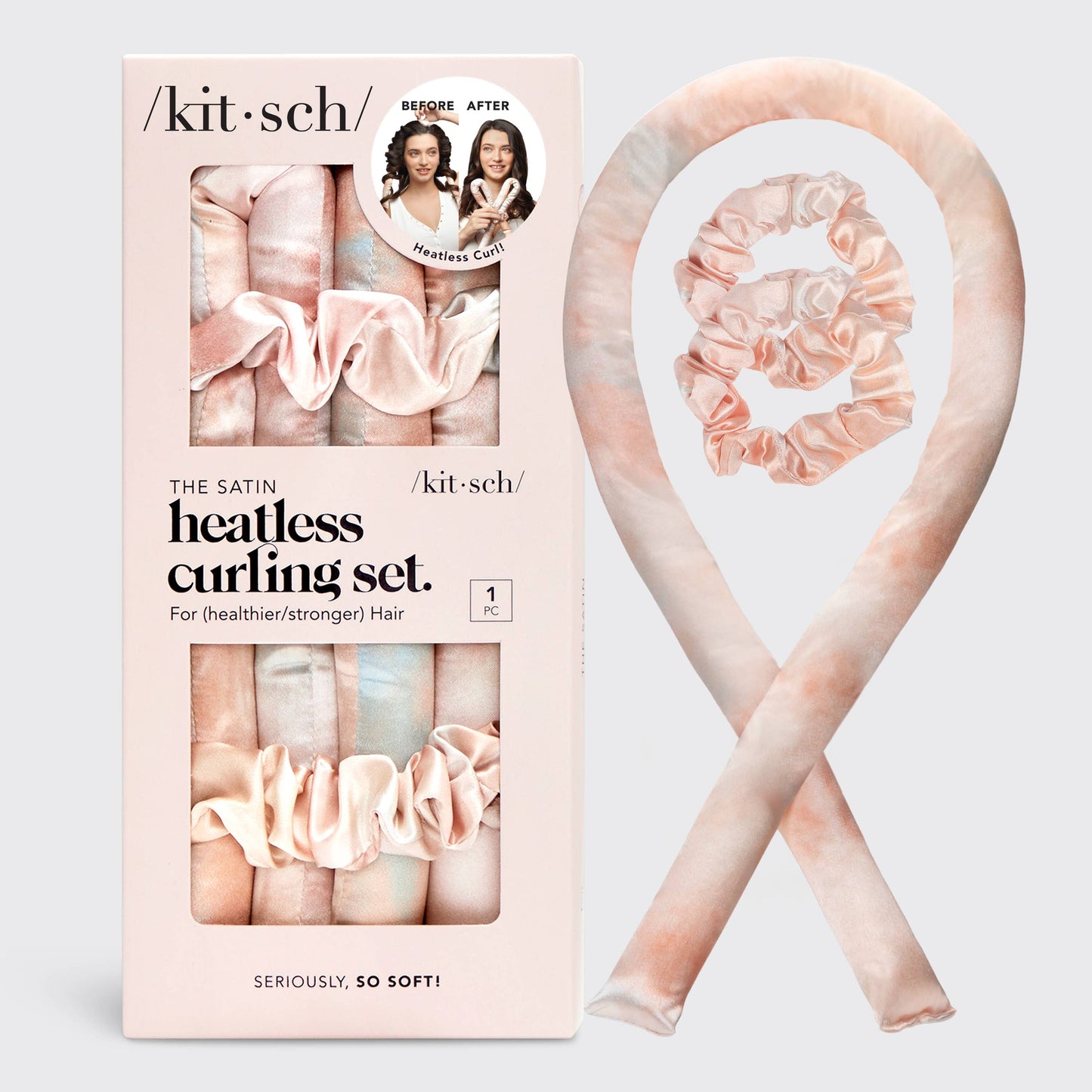 KITSCH- Satin Heatless Curling Set - Sunset Tie Dye