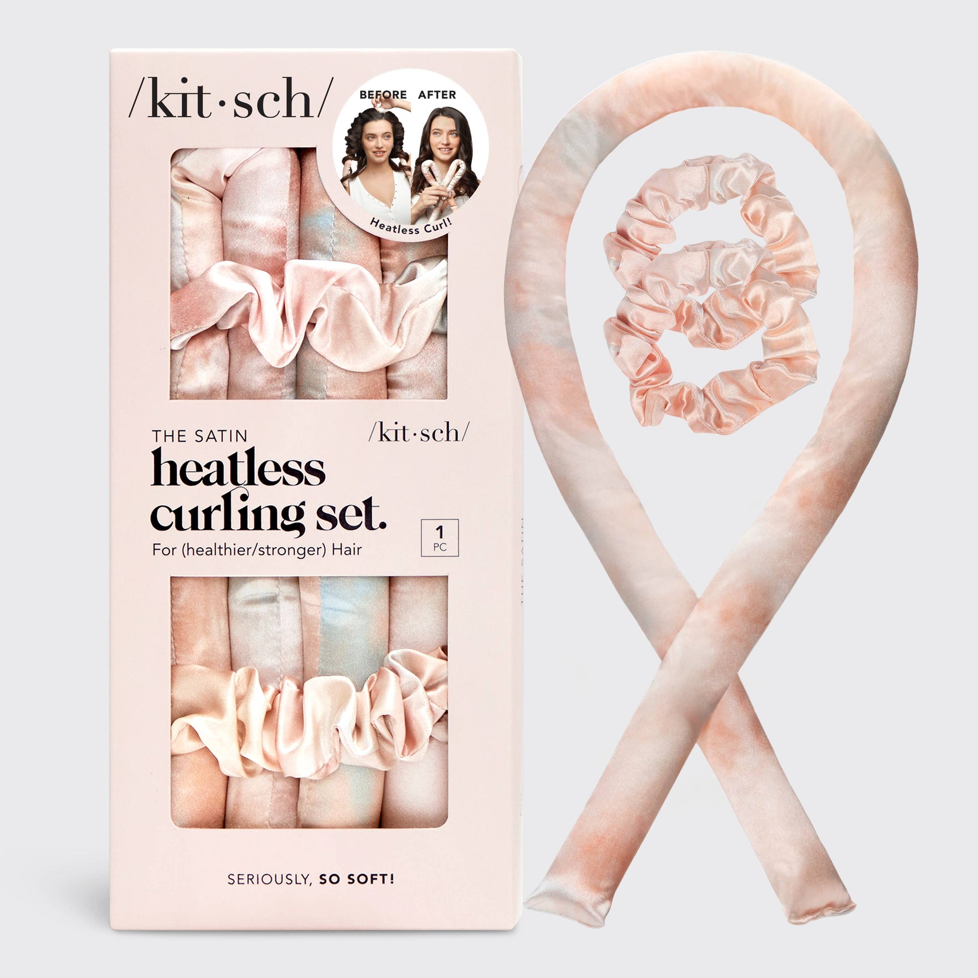 KITSCH- Satin Heatless Curling Set - Sunset Tie Dye